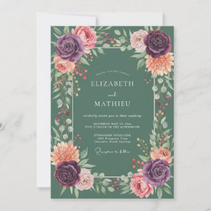 Plum Sage Watercolor Wedding Invitation