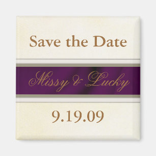 Plum Satin Save the Date Magnet