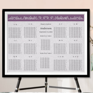 Plum Seating Chart Table Number-Alphabetical Order