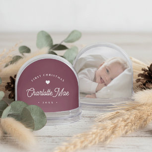 Plum   Simple & Sweet First Christmas Baby Photo Snowglobe