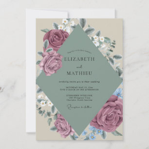 Plum Slate Foliage Dusty Eucalyptus Wedding Invitation