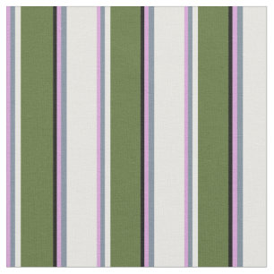 Plum, Slate Grey, White, Dark Olive Green & Black Fabric