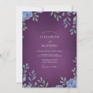 Plum Slate Leafy Wedding Invitation