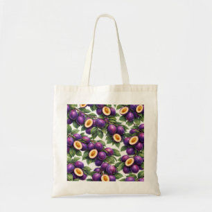 Plum Slices Botanical Pattern Tote Bag