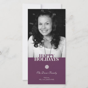 Plum snowflake elegant Christmas holiday greeting Card
