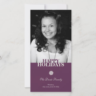 Plum snowflake elegant Christmas holiday greeting Card