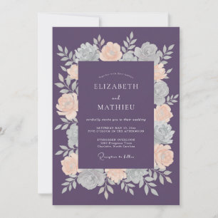 Plum Soft Botanical Winter Wedding Invitation