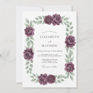 Plum Soft Floral Wedding Invitation