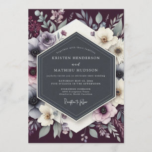 Plum Somber Anemone Wedding Invitation