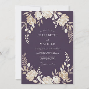 Plum Sophisticated Floral Wedding Invitation