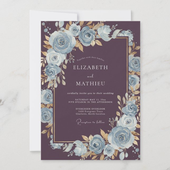 Plum Sophisticated Winter Wedding Invitation (Front)