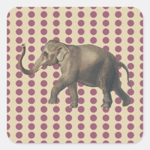 Plum Spice Moods Dots with Elephant Square Sticker