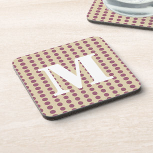 Plum Spice Moods Dots with monogram Coaster