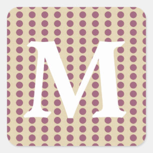 Plum Spice Moods Dots with Monogram Initial Square Sticker