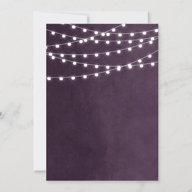 Plum String Lights Blank Invitation Template (Front)