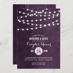 Plum String Lights Couples Shower Invitation