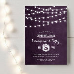 Plum String Lights Engagement Party Invitation<br><div class="desc">Chic modern summer wedding engagement party invitation design with simple elegant glowing string lights hanging across the top and a classy mix of modern and calligraphy script fonts on a printed faux watercolor texture background. A simple and stylish preppy design, perfect for summer! Click the CUSTOMIZE IT button to customise...</div>