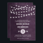 Plum String Lights Wedding Invitation<br><div class="desc">Chic modern summer wedding invitation design with simple elegant glowing string lights hanging across the top and a classy mix of modern and calligraphy script fonts on a printed faux watercolor texture background. A simple and stylish preppy design, perfect for summer! Click the CUSTOMIZE IT button to customise fonts, move...</div>