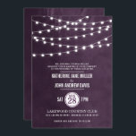 Plum String Lights Wedding Invitation<br><div class="desc">Chic modern summer wedding invitation design with simple elegant glowing string lights hanging across the top and a classy mix of modern and calligraphy script fonts on a printed faux watercolor texture background. A simple and stylish preppy design, perfect for summer! Click the CUSTOMIZE IT button to customise fonts, move...</div>