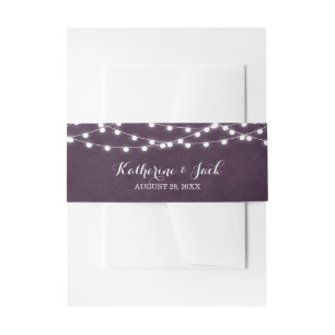 Plum String Lights Wedding Invitation Belly Band