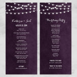 Plum String Lights Wedding Program Programme<br><div class="desc">Chic modern summer wedding ceremony program template with simple elegant glowing string lights hanging across the top on a printed faux watercolor texture background. A simple and stylish preppy design, perfect for summer! Click the CUSTOMIZE IT button to customise text and fonts, move text around and create your own unique...</div>