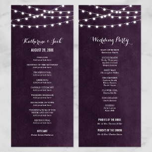 Plum String Lights Wedding Program Programme