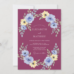 Plum Sumptuous Botanical Wedding Invitation