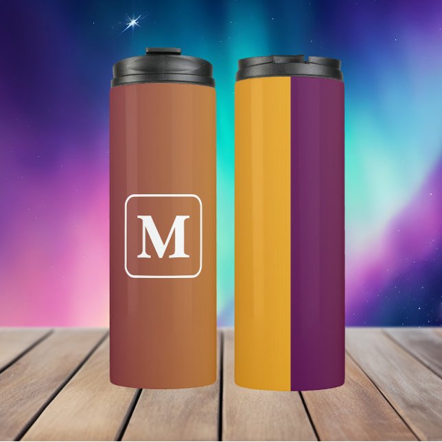 Plum Sunset - Monogram Gradient  Thermal Tumbler (Creator Uploaded)