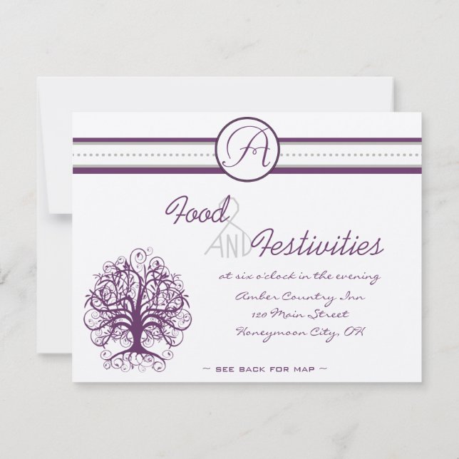 Plum Swirl Tree  Reception Direction Cards (Back)