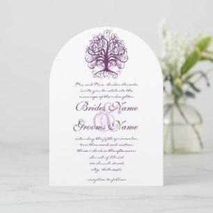 Plum Swirl Tree Roots of Love Wedding Invitate Invitation