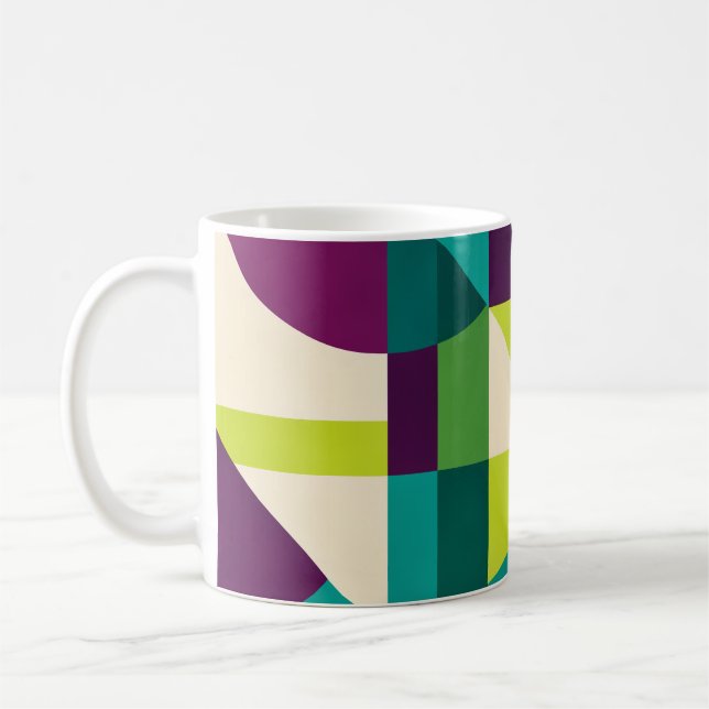 Plum Teal Geometric Abstract Coffee Mug (Left)