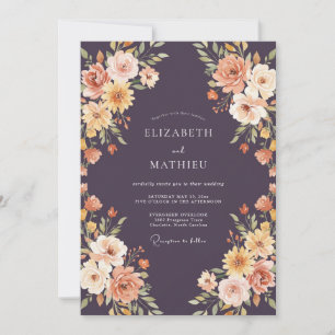 Plum Terracotta Foliage Eucalyptus Wedding Invitation