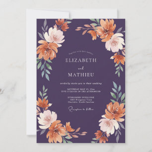 Plum Terracotta Painted Wedding Invitation