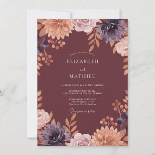 Plum Terracotta Petal Wedding Invitation