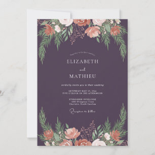 Plum Terracotta Wildflower Wedding Invitation