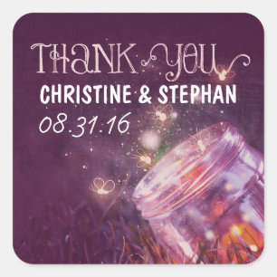 plum thank you stickers with mason jar lights