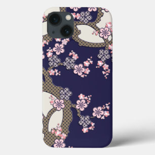 Plum tree flowers traditional japanese textile iPhone 13 case