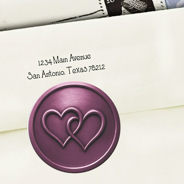 Plum Two Hearts Intertwined Wedding Classic Round Sticker (Creator Uploaded)