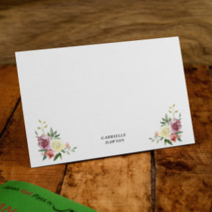 Plum Vanilla Floral Personalised Note Cards