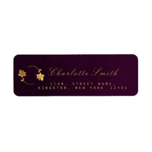 Plum Velvet Golden Foil Return Address Labels