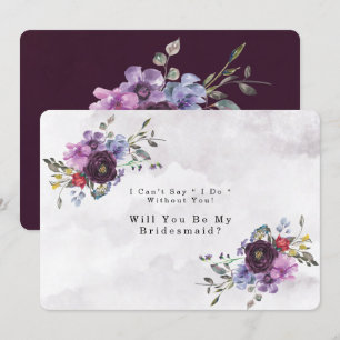 Plum Violet Chic Peony Will You Be My Bridesmaid Invitation