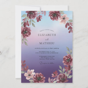 Plum Violet Painted Wedding Invitation