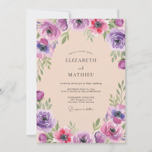 Plum Violet Wildflower Wedding Invitation