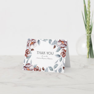 Plum Watercolor Flowers Decor Wedding Thank You Card