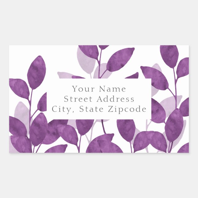 Plum Watercolor Leaves labels (Front)
