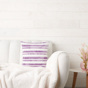 Plum Watercolor Stripes Cushion