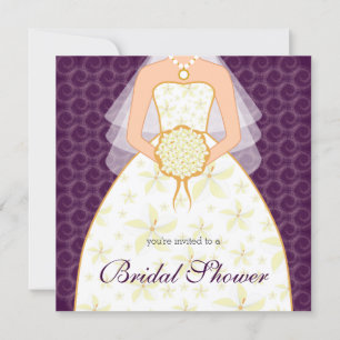 Plum Wedding Dress Custom Bridal Shower Invitation