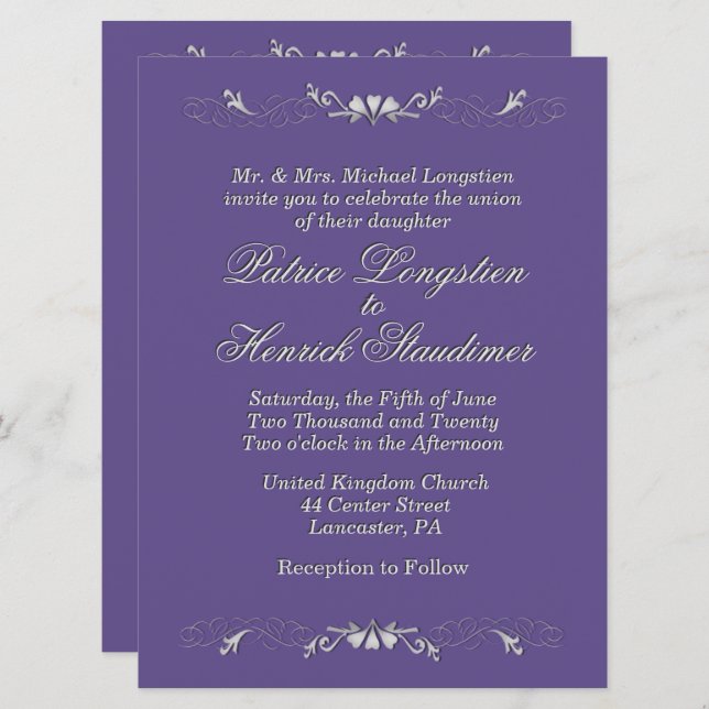 Plum Wedding Invitation (Front/Back)