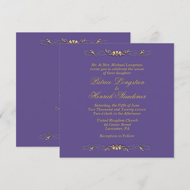 Plum Wedding Invitation (Front/Back)