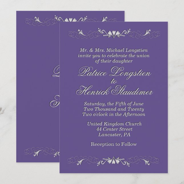 Plum Wedding Invitation (Front/Back)